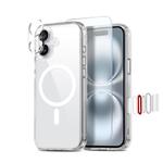 For iPhone 16 Plus NORTHJO 3 in 1 PC Magnetic Phone Case with Screen Film and Lens Film(Clear)
