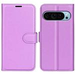 For Google Pixel 9 / 9 Pro Litchi Texture Horizontal Flip Leather Phone Case with Holder(Purple)