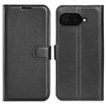 For Google Pixel 9a Litchi Texture Horizontal Flip Leather Phone Case with Holder(Black)