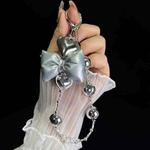 Sparkling Diamond Large Bow Pearl Phone Chain(Grey)