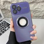 For iPhone 11 Pro Max Plating Large Window MagSafe Phone Case(Purple)
