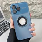 For iPhone 11 Pro Max Plating Large Window MagSafe Phone Case(Navy blue)