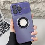 For iPhone 15 Pro Max Plating Large Window MagSafe Phone Case(Purple)