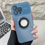For iPhone 15 Pro Max Plating Large Window MagSafe Phone Case(Navy blue)