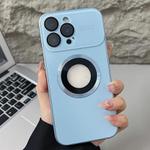For iPhone 15 Pro Max Plating Large Window MagSafe Phone Case(Sierra Blue)