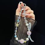 High-Quality Crystal Bead Butterfly Mobile Phone Chain(Black)