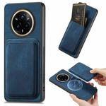 For Realme 14 Pro Retro Leather Card Bag Magnetic Phone Case(Blue)