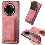 For Realme 14 Pro Retro Leather Card Bag Magnetic Phone Case(Pink)