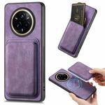 For Realme 14 Pro Retro Leather Card Bag Magnetic Phone Case(Purple)