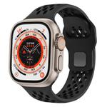 For Apple Watch 46mm / 49mm / 45mm / 44mm Mesh Reverse Buckle Silicone Watch Band(Black)