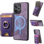 For Realme Neo7 Retro Splitable Magnetic Stand Card Bag Leather Phone Case(Purple)