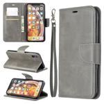 Retro Lambskin Texture Pure Color Horizontal Flip PU Leather Case for Galaxy M20, with Holder & Card Slots & Wallet & Lanyard(Grey)