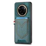For Realme 14 Pro+ Denim Texture Leather Skin Phone Case with Card Slot(Green)