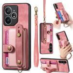 For Realme Neo7 Retro Cross Wristband Wallet Leather Back Phone Case(Pink)