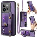 For Realme GT 7 Pro Retro Cross Wristband Wallet Leather Back Phone Case(Purple)