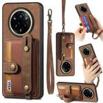 For Realme 14 Pro+ Retro Cross Wristband Wallet Leather Back Phone Case(Brown)