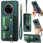 For Realme 14 Pro+ Retro Cross Wristband Wallet Leather Back Phone Case(Green)