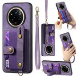 For Realme 14 Pro+ Retro Cross Wristband Wallet Leather Back Phone Case(Purple)