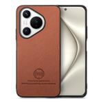 For Huawei Pura 70 Pro+ Twill Fabric Leather Skin Back Phone Case(Brown)