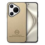 For Huawei Pura 70 Pro+ Twill Fabric Leather Skin Back Phone Case(Khaki)