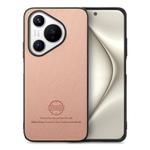 For Huawei Pura 70 Ultra Twill Fabric Leather Skin Back Phone Case(Pink)
