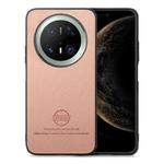 For Huawei Mate 70 Twill Fabric Leather Skin Back Phone Case(Pink)