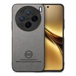 For vivo X200 Twill Fabric Leather Skin Back Phone Case(Gray)