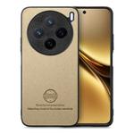 For vivo X200 Twill Fabric Leather Skin Back Phone Case(Khaki)