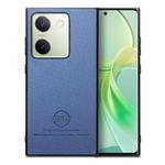 For vivo Y300+ Twill Fabric Leather Skin Back Phone Case(Blue)