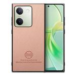 For vivo Y300+ Twill Fabric Leather Skin Back Phone Case(Pink)
