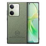 For vivo Y300+ Twill Fabric Leather Skin Back Phone Case(Green)