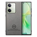 For vivo Y300+ Twill Fabric Leather Skin Back Phone Case(Gray)