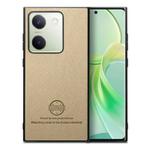 For vivo Y300+ Twill Fabric Leather Skin Back Phone Case(Khaki)
