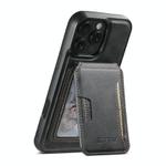 For iPhone 15 Pro Max Suteni M3 Card Bag MagSafe Cowhide Texture Leather Phone Case(Black)