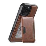 For iPhone 13 Pro Max Suteni M3 Card Bag MagSafe Cowhide Texture Leather Phone Case(Brown)