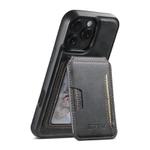 For iPhone 12 Pro Max Suteni M3 Card Bag MagSafe Cowhide Texture Leather Phone Case(Black)