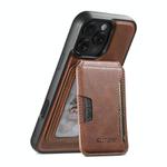 For iPhone 12 Pro Max Suteni M3 Card Bag MagSafe Cowhide Texture Leather Phone Case(Brown)