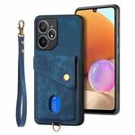 For Realme Neo7 Retro Card Wallet Fold Leather Phone Case with Strap(Blue)