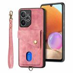 For Realme Neo7 Retro Card Wallet Fold Leather Phone Case with Strap(Pink)