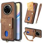 For Realme 14 Pro+ Retro Card Wallet Fold Leather Phone Case with Strap(Brown)