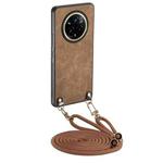 For Realme 14 Pro Vintage Leather PC Back Cover Phone Case with Crossbody Strap(Brown)