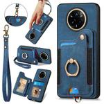 For Realme 14 Pro Retro Skin-feel Ring Multi-card Wallet Phone Case(Blue)