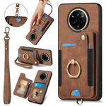 For Realme 14 Pro Retro Skin-feel Ring Multi-card Wallet Phone Case(Brown)