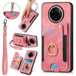 For Realme 14 Pro+ Retro Skin-feel Ring Multi-card Wallet Phone Case(Pink)