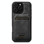 For iPhone 15 Pro Max Suteni M5 Magnetic Card Bag MagSafe Leather Phone Case(Black)