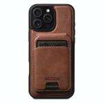 For iPhone 15 Pro Max Suteni M5 Magnetic Card Bag MagSafe Leather Phone Case(Brown)