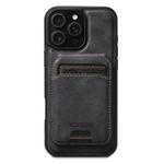 For iPhone 13 Pro Max Suteni M5 Magnetic Card Bag MagSafe Leather Phone Case(Black)