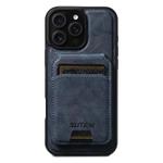 For iPhone 13 Pro Max Suteni M5 Magnetic Card Bag MagSafe Leather Phone Case(Blue)