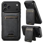 For iPhone 17 Pro Max Suteni M5 Magnetic Card Bag MagSafe Leather Phone Case(Black)