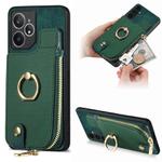 For Realme Neo7 Cross Leather Ring Vertical Zipper Wallet Back Phone Case(Green)